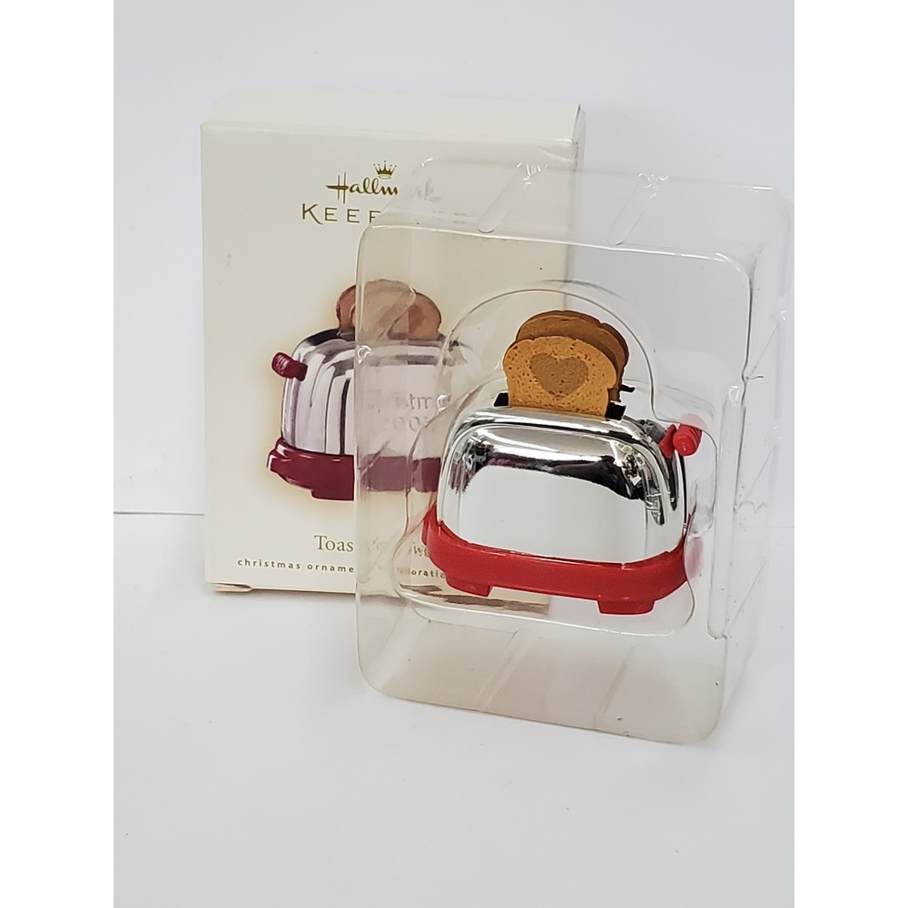 Hallmark Keepsake 2007 Toast for Two Christmas Ornament Red Chrome Toaster